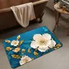 Alfombra de Baño Floral 3D de Lujo Ligero con Toque de Alta Gama, Felpudo Decorativo para el Hogar Antideslizante, Alfombrilla Absorbente para Pies de Baño