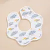 Babero impermeable de punto con pétalos Clase A para bebé, toalla para saliva anti-suciedad, botón a presión, babero de algodón absorbente giratorio 360 grados