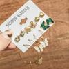 Set de Pendientes Geométricos Dorados Retro de Venta Caliente Transfronteriza para Mujer, Pendientes de Aro con Perlas de Moda, Pendientes con Incrustaciones de Diamantes al por Mayor