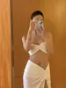 Nuevo Estilo Estilo Deseo Puro Top Tubo Bikini Dividido Sexy Hottie Falda con Abertura Traje de Baño para Vacaciones en la Playa Aguas Termales para Mujeres
