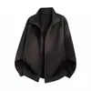 Otoño/Invierno 2026 Nueva Chaqueta para Hombre de Color Sólido Mezcla de Lana Australiana Cuello Alto Moda Juvenil Casual Chaqueta Cardigan con Cremallera Hombre