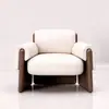 Sillón Sofá Individual de Madera Maciza y Tela Simple Moderno Estilo Mid-Century para Hotel B&B Cafetería Recepción Sillón Individual de Ocio