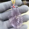 Collar de suéter largo y chic con colgante de vidrio imitación jade y colgante de amatista rosa de la suerte, estilo coreano para mujer, combinable