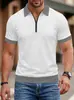 Site Independente Transfronteiriço Férias Europeias e Americanas Masculino Waffle Color-Blocked Gola Reversível Solto Tamanho Grande Casual Esportivo Polo Manga Curta