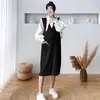 Vestido Vintage com Alça de Gola para Mulheres, Outono/Inverno 2026 Novo Vestido Longo Suéter Casual Solto Tendência