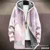 Cardigan com zíper e capuz de algodão para homem, padrão irregular transfronteiriço, estampa colorida, modelagem solta, venha para a foto, DIY