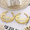 Europa y Estados Unidos pendientes calientes transfronterizos moda personalidad corona de reina pendientes huecos de bambú pendientes venta directa de fábrica