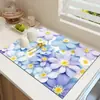 Tapete Drenante de Terra de Diatomáceas Floral Fresco e Simples para Tigelas, Pratos e Xícaras de Chá, Tapete Absorvente de Secagem, Tapete Protetor Resistente ao Calor, Tapete Antiderrapante