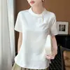 Camiseta Superior de Jacquard con Cuello Alto de Satén de Manga Corta Estilo Chino Nuevo Primavera/Verano 2026