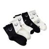Calcetines de cara sonriente para mujer, calcetines de media pantorrilla, calcetines finos de algodón de verano, calcetines largos modernos, primavera y otoño, negro blanco, calcetines deportivos lindos