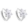 Arete de aro de flor de diamante fresco y dulce Moda coreana Joker circonita súper brillante viento frío círculo joyería de oreja al por mayor