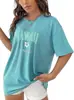 Comércio Exterior E-commerce Transfronteiriço Estação Independente Amazon Amazon Nova Estampada Colorida Algodão Feminina Oversize Tamanho Grande Camiseta