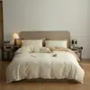 Conjunto de cama de quatro peças 100% algodão, algodão lavado, respirável, confortável, inspirado em dopamina, design vibrante color-block, disponível para dropshipping
