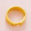 Estilo Loja de Ouro Areia Dourada Banhado a Cobre Ouro Puro 999 Anéis de Casal para Homens e Mulheres, Anéis Ajustáveis Auspiciosos e Realizadores de Desejos, Fornecimento Atacado