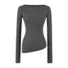 Camiseta de cuello barco ajustada irregular Falda midi ajustada al cuerpo Conjunto de Lyocell para mujer Capa base de primavera y otoño Falda midi