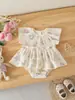 Romper de Crepé Estampado de Manga Volante para Bebé Niña, Estilo Coreano de Moda, Atuendo para Gateo al Aire Libre para Recién Nacidos, Nuevo Estilo Verano 2026