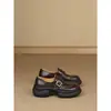 Versión de Piel de Vaca Zapatos Pequeños de Cuero de Suela Gruesa Británicos para Mujer Hebilla de Cuero Tacón Grueso Slip-ons Mocasines de Plataforma Versátiles