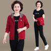Traje deportivo de otoño para madre de mediana edad estilo extranjero 40-50 años moda femenina abrigo talla grande traje casual de tres piezas