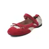 Zapatos de Ballet Mary Jane Retro con Bloques de Color y Lazo para Mujer, Nuevo Diseño de Nicho para Principios de Otoño 2026 con Correa de Velcro