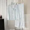 Pijama Minimalista de Moda con Copos de Nieve de Pedrería de Seda de Hielo para Mujer, Nueva Versión Más Vendida de Conjunto de Ropa de Casa para Mujer al por Mayor