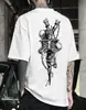 Camiseta Estilo Étnico Retrô Europeu e Americano Estampada em 3D de Manga Curta Nova Primavera e Verão 2025 Masculina Gola Redonda Olho de Hórus