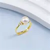 Anel de Pérola de Água Doce Natural Feminino Estilo Francês Elegante Zircônia Microincrustada Princesa Alto Padrão Venda Quente Transfronteiriça