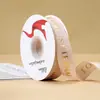 Fita 2,5cm*30 Jardas com Letras em Inglês, Estampagem Dourada, Fita Nervurada Floral para Presente, Material Floral Cetim para Embalagem, Fita Decorativa