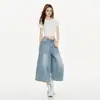 Jeans Crop Cortos Versátiles de Pierna Recta Suelta de Cintura Alta Azul Glaciar Retro Americano para Mujer Nuevo Estilo 2026