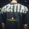 Verão Puro Algodão Curto-manga T-shirt Dos Homens Solto Na Moda Marca Ins plus size Meia-manga Na Moda Branco Impresso T-shirt Na Moda