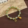 Pulseira de Aventurina Verde com Contas de Folha de Lótus, Pulseira Multicamadas Estilo Chinês, Joia de Mão Retro Exquisita, Pulseira Colorida Feminina para o Festival do Barco-Dragão