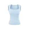 Top Regata Justo Cor Sólida para Menina com Bojo, Decote Quadrado, Ajuste na Cintura, Peça de Roupa Sem Mangas