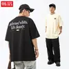 Roupa Masculina Hanlu Streetwear Americano Camiseta Estampada de Manga Curta Estilo Novo Primavera e Verão Tendência Nacional Algodão Puro Solta Hip-Hop Camiseta Q