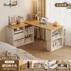 Mesa de canto em madeira maciça para uso doméstico, escrivaninha de estudo e escrita com estante, mesa integrada, penteadeira de quarto, mesa de computador em L ao lado da cama