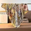 Bufanda cuadrada de terciopelo colorida de 90 cm con estampado floral para mujer para otoño e invierno, chal de playa para vacaciones de color contrastante por ambos lados, bufanda cálida
