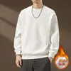 Envío transfronterizo disponible Invierno 2024 Forro polar Sudadera simple juvenil lisa de cuello redondo para hombre Camisa base engrosada Jr