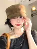 Chapéu de equitação de camurça de ponta estilo japonês para mulheres, chapéu de cavaleiro estilo britânico vintage para outono e inverno, boina da moda