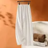 Pantalones de acetato y lana estilo fideo de arroz, engrosados para abrigar en otoño e invierno, de cintura alta, pantalones anchos y fluidos, nuevo estilo 2025, pantalones casuales rectos y holgados