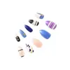 Serie de Impresión de Color Casual Garra de Águila Pequeña Manicura Portátil para Mujeres 24 Piezas Manicura Terminada Uñas Almendradas