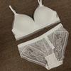 Ropa Interior Estilo Francés para Mujer Bralette Delgado Encaje Transpirable Sin Aros Sostén Pecho Grande Pequeño Conjunto de Ropa Interior Sexy