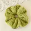 Scrunchie de Pelúcia Tricotado Azul Suave Estilo Coreano para Mulheres, Acessório de Cabelo Extra Grande, Elástico de Cabelo para Outono e Inverno, Estilo Fresco e Simples