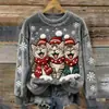 Sudadera de franela de ajuste slim con cuello redondo, elemento de patrón navideño transfronterizo, estampado digital, novedad 2025