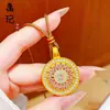 Colgante de Calabaza Chapado en Oro Tendencia de Tiktok, Dios de la Riqueza Amarillo, Brújula de los Ocho Tesoros Propicios, Cadena para Suéter de Cuerda para Cumplir Deseos al por Mayor