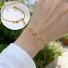 Pulsera Transfronteriza de Acero Titanio Dorado con Números Romanos para Mujer, Diseño de Nicho de Lujo Ligero, Simple y Elegante, Joyería que No se Desvanece