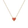 Colar de coração vermelho pequeno estilo francês banhado em aço titânio ouro 18K corrente de clavícula de coração de pêssego feminina design de nicho de luxo leve Colar de amor