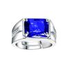 Anel Retangular Moderno Azul-Verde com Zircônia e Turmalina para Negócios Masculino