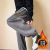 Pantalones deportivos gruesos de pana con forro polar para hombre, de otoño e invierno, con costuras sueltas y costuras sueltas.