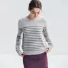 Kang Sai Ni Suéter de Punto Rayado 100% Cachemira Cuello Redondo para Mujer Cálido Agradable a la Piel Suéter Simple Versátil Capa Base