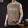 Chaleco Deportivo Lavado Retro Americano para Hombre Sudadera Holgada sin Mangas Fitness Baloncesto Verano Camiseta sin Mangas de Moda