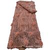 Encaje floral 3D francés retro bordado tridimensional con cuentas lentejuelas bordado de hueso todo vestido de novia tela de encaje