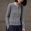 Elegante Cárdigan de Punto con Cuello Redondo para Mujer, Nuevo Abrigo Suéter Color Albaricoque Otoño/Invierno 2026, Top Casual de Abrigo Falso